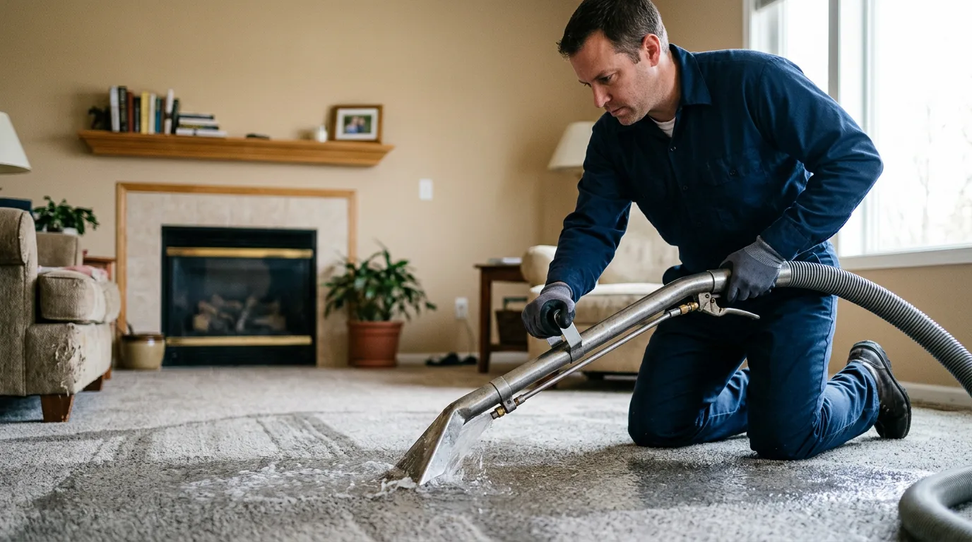 Water damage restoration technician working near Smith Center, KS